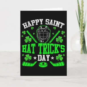 Happy Saint Hat Trick's Day Ice Hockey St. Patrick Card
