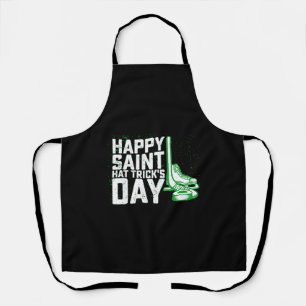 Happy Saint Hat Trick's Day Ice Hockey St Patricks Apron