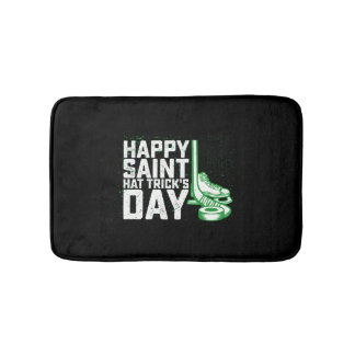 Happy Saint Hat Trick's Day Ice Hockey St Patricks Bath Mat