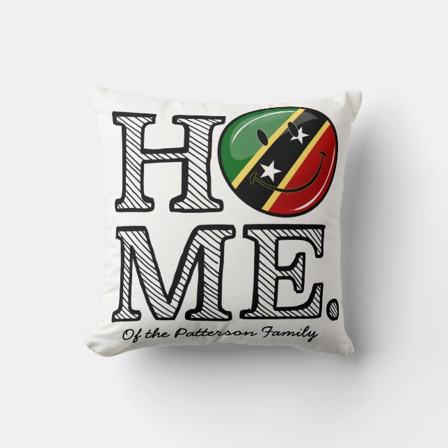 Happy Saint Kitts Flag House Warmer Cushion (Front)