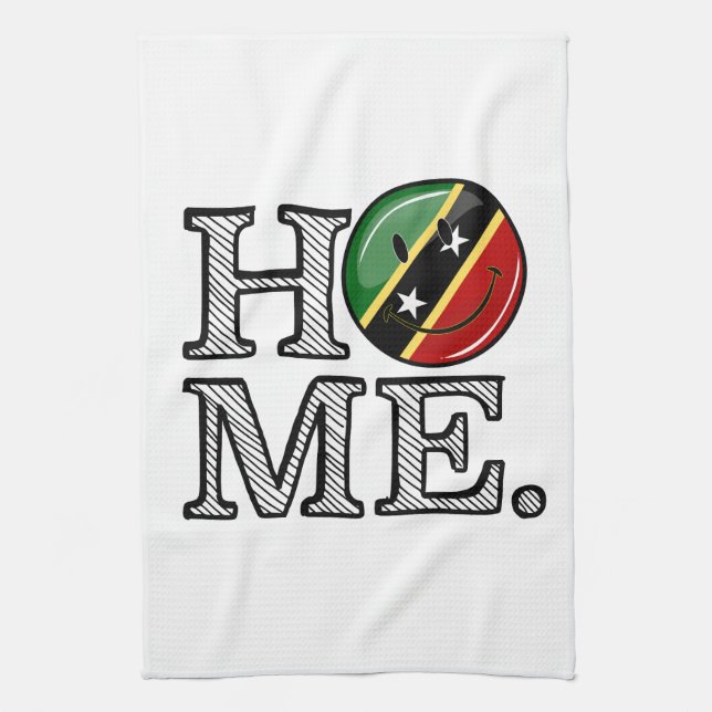 Happy Saint Kitts Flag House Warmer Tea Towel (Vertical)