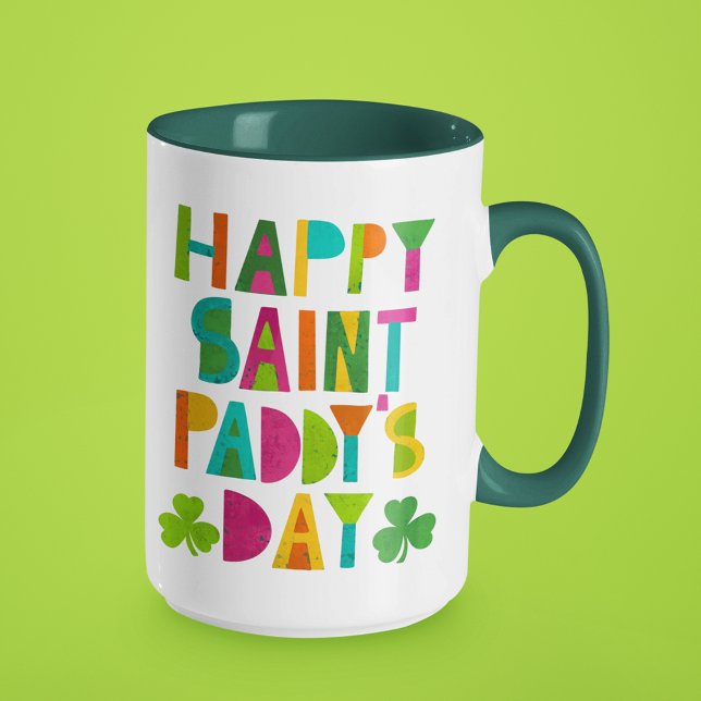 Happy Saint Paddy's Day Bright Modern Lettering Mug (Creator Uploaded)