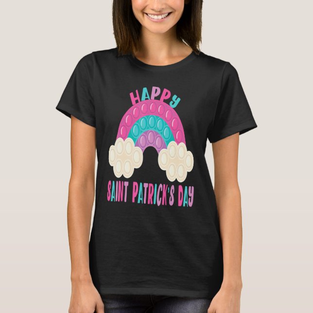 Happy Saint Patrick Day Leprechaun Pop It Pink Fid T-Shirt (Front)