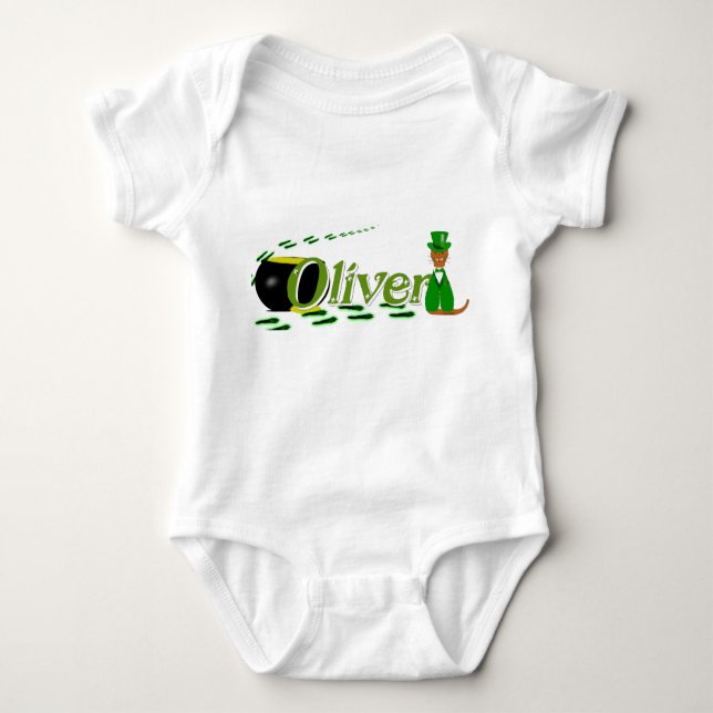 Happy Saint Patrick’s Day Oliver Baby Bodysuit (Front)