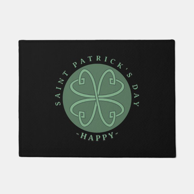 Happy Saint Patrick s Day Shamrock Doormat (Front)