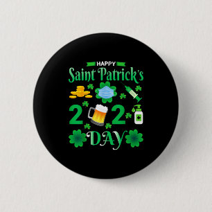 Happy Saint Patrick's Day 2024 Irish Shamrock Face 6 Cm Round Badge