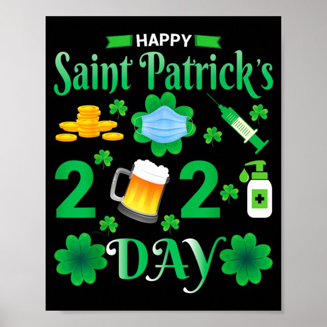 Happy Saint Patrick's Day 2024 Irish Shamrock Face Poster (Front)