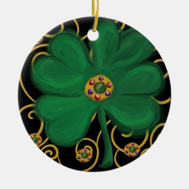 Happy Saint Patrick's Day Ceramic Ornament (Front)