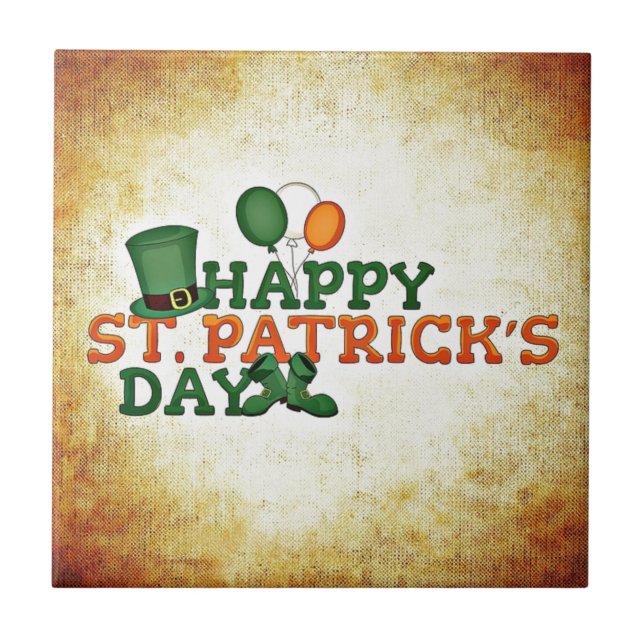 Happy Saint Patricks Day Ceramic Tile (Front)