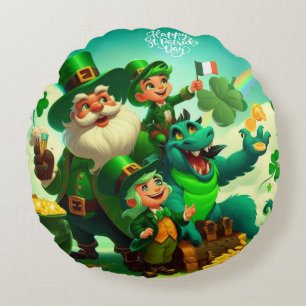 Happy Saint Patrick's Day colorful Round Cushion