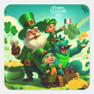 Happy Saint Patrick's Day colourful Square Sticker