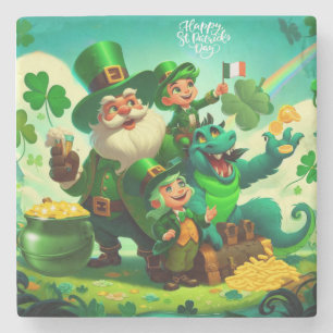 Happy Saint Patrick's Day colourful Stone Coaster