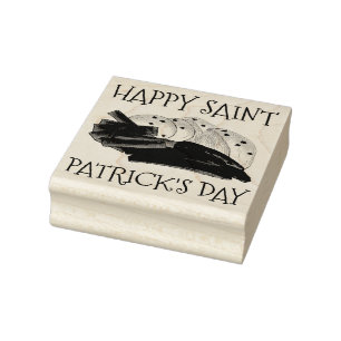 Happy Saint Patrick's Day Corned Beef and Cabbage Rubber Stamp