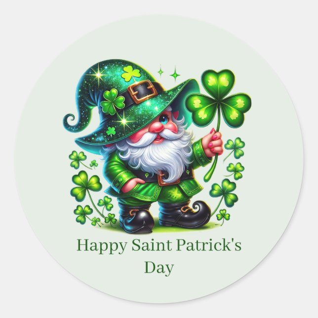 Happy Saint Patrick's Day customizable leprechaun  Classic Round Sticker (Front)
