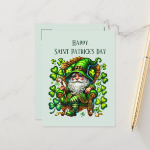 Happy Saint Patrick's Day gnome add text Holiday Postcard