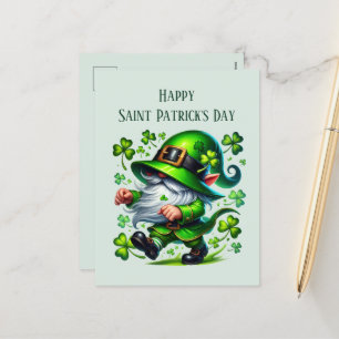 Happy Saint Patrick's Day gnome add text Holiday Postcard