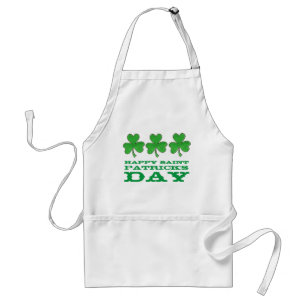 Happy Saint Patrick's Day Green Shamrock Clover Standard Apron