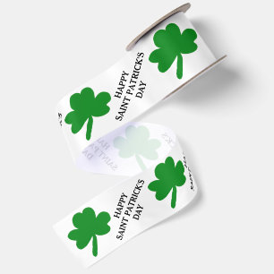 Happy Saint Patrick's Day Green Shamrocks 3" Satin Ribbon