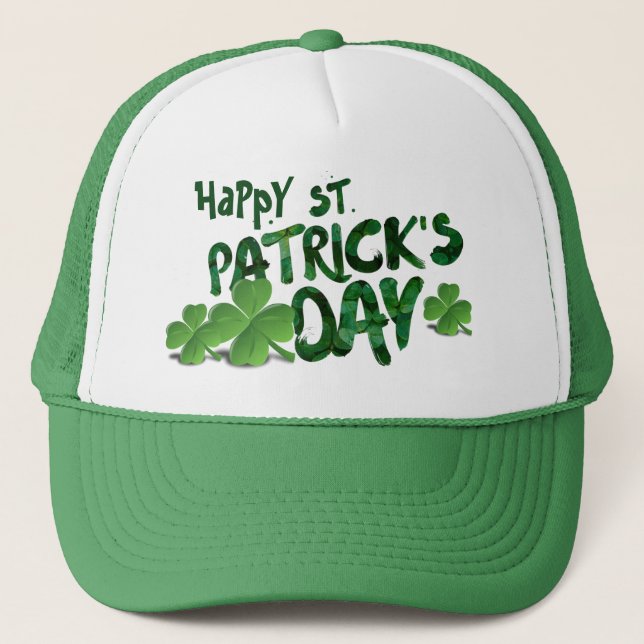 Happy Saint Patrick's Day Green Trucker Hat (Front)