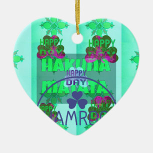 Happy Saint Patrick's Day Hakuna Matata Art Print Ceramic Tree Decoration