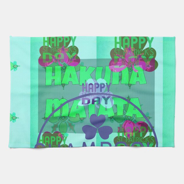 Happy Saint Patrick's Day Hakuna Matata Art Print Tea Towel (Horizontal)