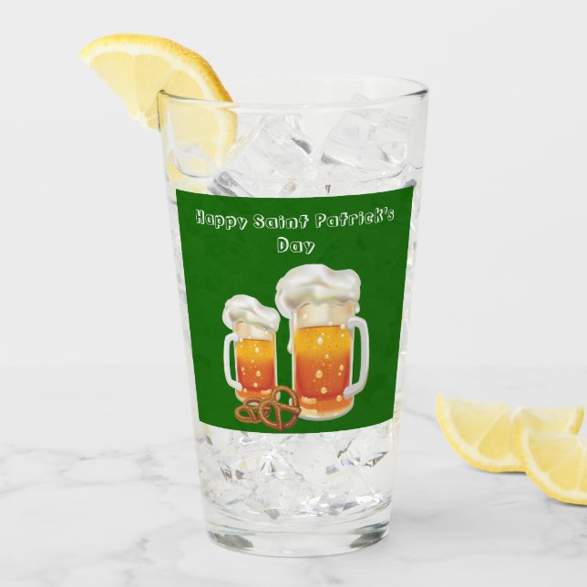 Happy Saint Patrick's Day Irish Beer Glass (Front Ice)