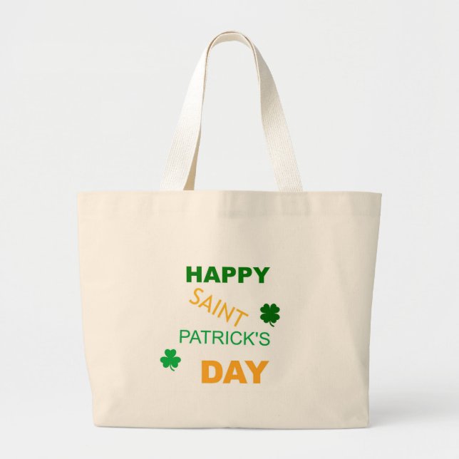 Happy Saint Patrick's Day Large Tote Bag (Front)