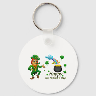 Happy Saint Patrick's Day Leprechaun Rainbow Key Ring