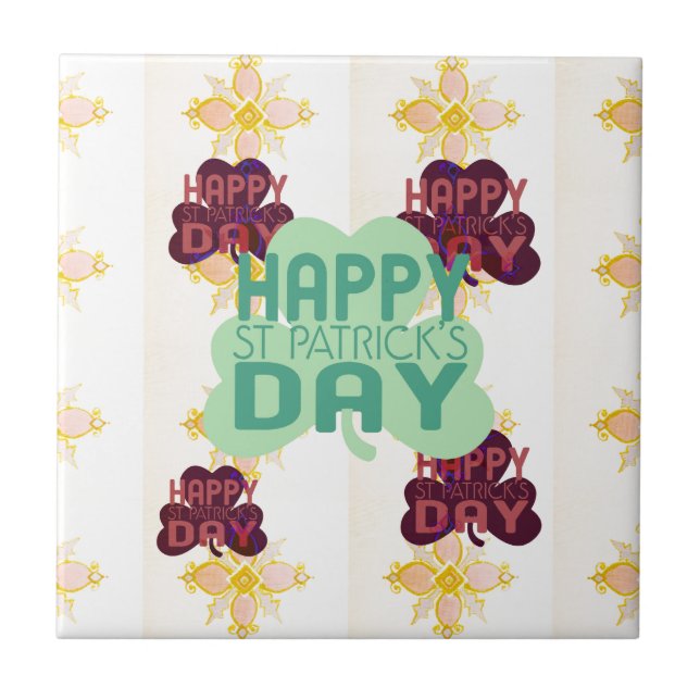 Happy Saint Patrick's Day Lovely Art Print Ceramic Tile (Front)