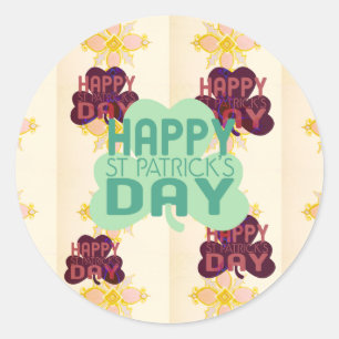 Happy Saint Patrick's Day Lovely Art Print Classic Round Sticker