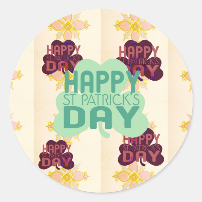 Happy Saint Patrick's Day Lovely Art Print Classic Round Sticker (Front)