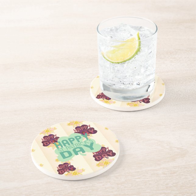 Happy Saint Patrick's Day Lovely Art Print Coaster (Side)