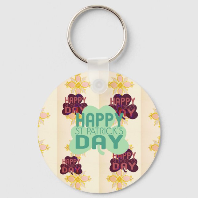 Happy Saint Patrick's Day Lovely Art Print Key Ring (Front)