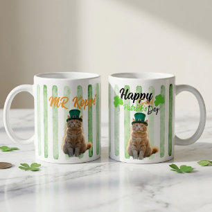 Happy Saint Patrick's Day Orange Cat Mug
