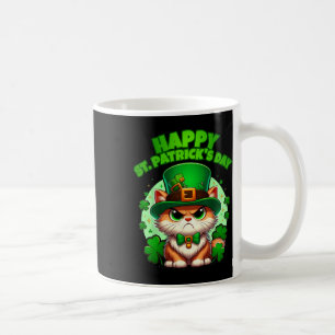 Happy Saint Patricks Day Shamrock Cat With Hat  Coffee Mug