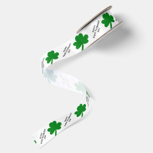 Happy Saint Patrick's Day Shamrocks 1.5" Satin Ribbon