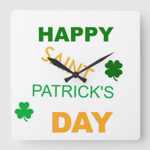 Happy Saint Patrick's Day Square Wall Clock