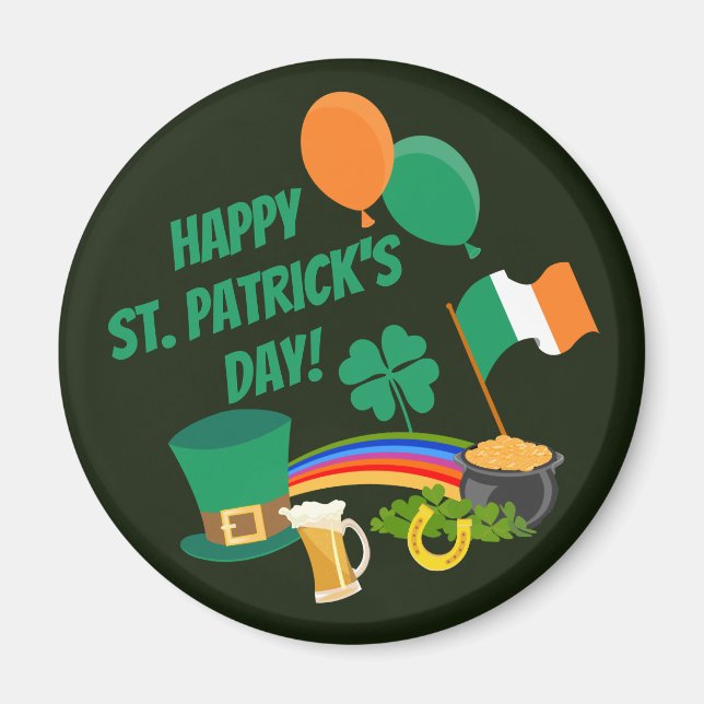 Happy Saint Patrick's Day symbols and traditions Magnet (Front)
