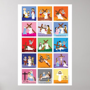 Happy Saints Way of the Cross Poster