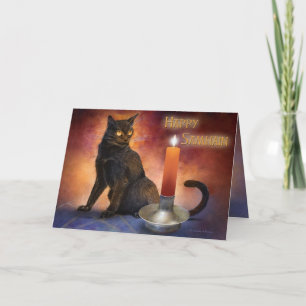 Happy Samhain Kitten and Candle. Card