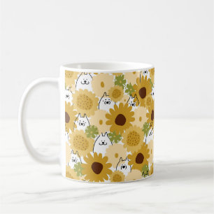 Happy samoyed dog in sunflower garden dog mum coffee mug