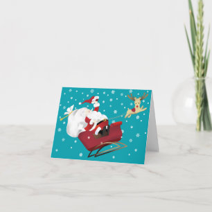 Happy Santa and Reindeer Christmas Greeting Card