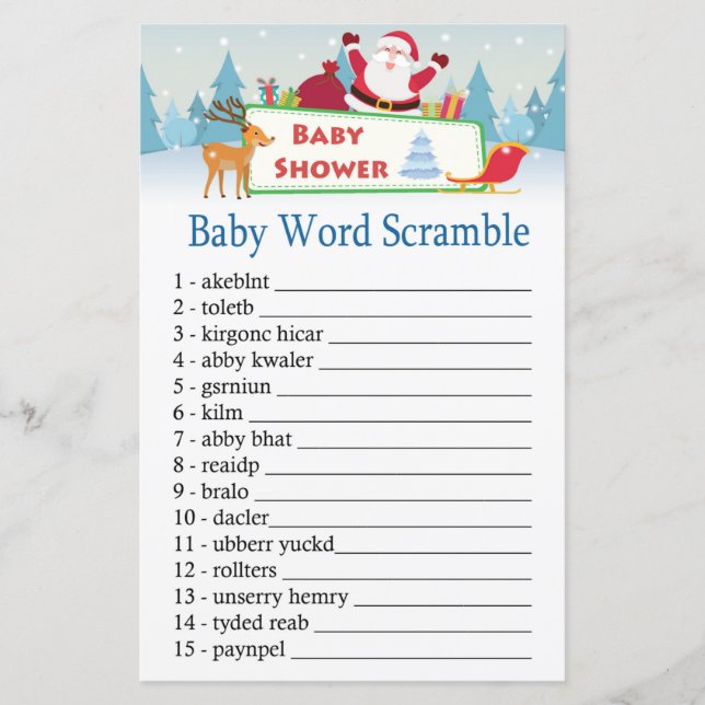 happy santa Baby word scramble game (Front)