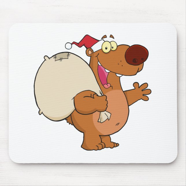 Happy Santa Bear Waving A Greeting Mouse Pad (Front)