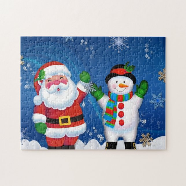 Happy Santa Claus and Snowman Jigsaw Puzzle (Horizontal)