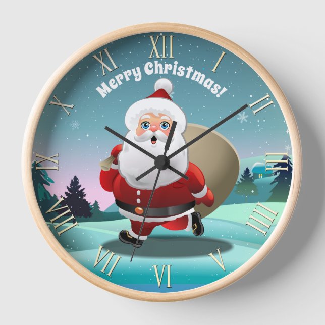 Happy Santa Claus Cartoon Clock (Front)