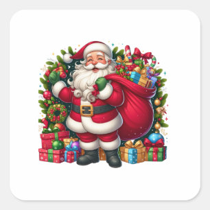Happy Santa Claus Christmas Square Sticker