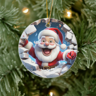 Happy Santa Claus. Christmas time image. Ceramic Ornament