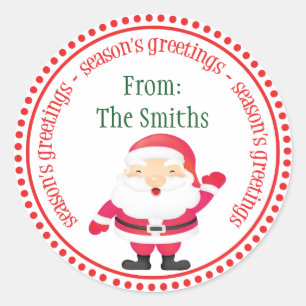 Happy Santa Claus Dot Circle Labels