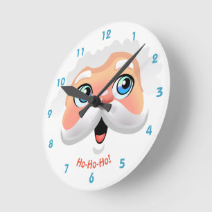 Happy Santa Claus Face Round Clock